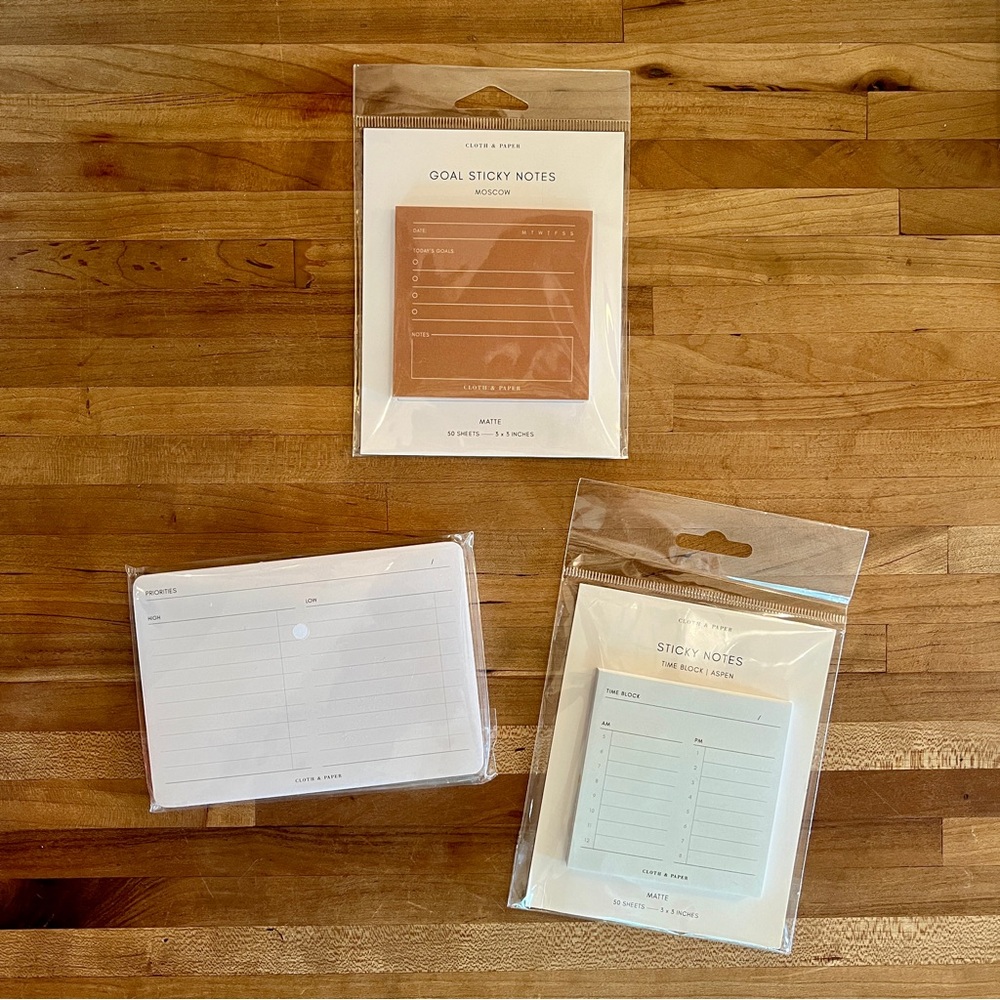 Cloth & Paper Functional Planning Accessories Bundle | Sticky Notes & Task Card